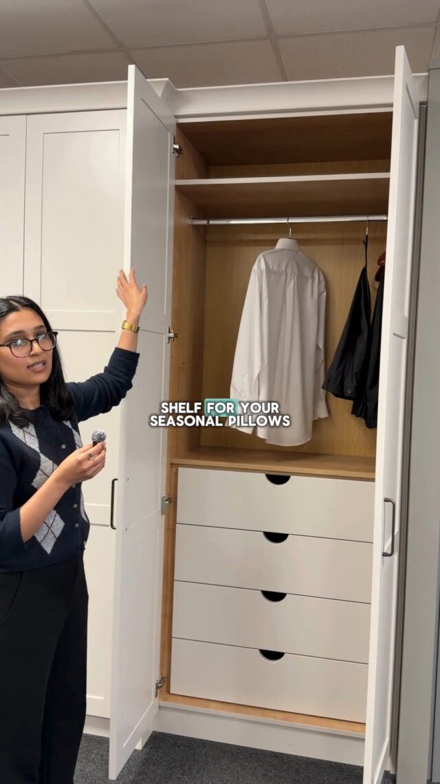 Smart storage, designed around you 🤝

This double wardrobe is all about making everyday organisation effortless with a top shelf for seasonal items, generous hanging space to keep clothes crease-free and internal drawers to neatly separate everything and keep clutter out of sight 🤩

There's a place for everything with a BeSpace wardrobe.

Visit our showroom today to see more