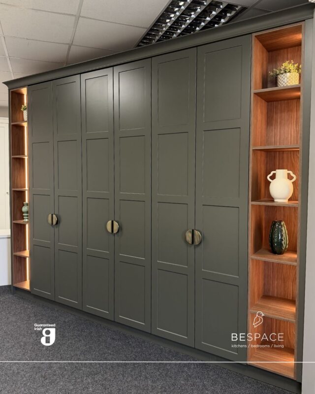 Dream wardrobe options at BeSpace 💚

This deep green beauty has three double doors, integrated lighting, ideal shelving on both sides and smart storage inside to keep everything neat and tidy

Come see it in person in our Blanchardstown showoroom or visit Stillorgan for other design options | Link in bio
