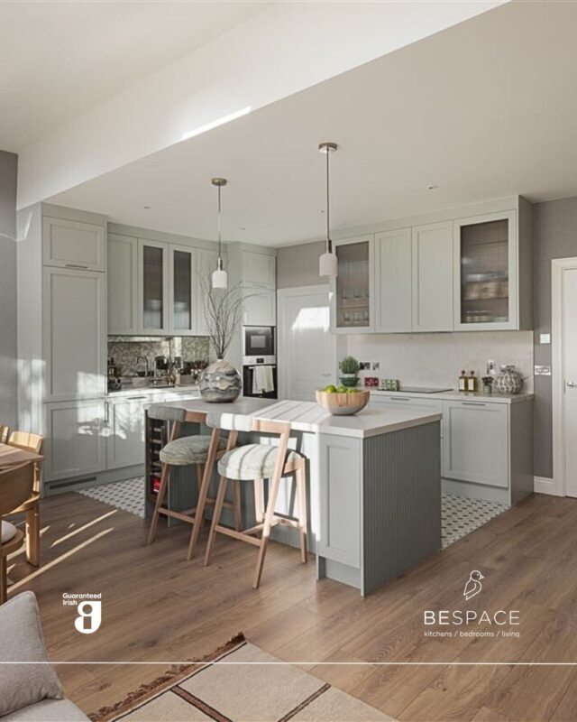 Where open-plan living meets refined design 🌿

This kitchen pairs sage-toned cabinetry with warm oak flooring and furniture to give that fresh feel. The central island, featuring elegant reeded detailing, serves as the perfect bridge between the prep area and the sun-drenched dining nook.

Thinking about transforming your home? Visit our showrooms or book a consultation and let BeSpace guide you today | Link in bio