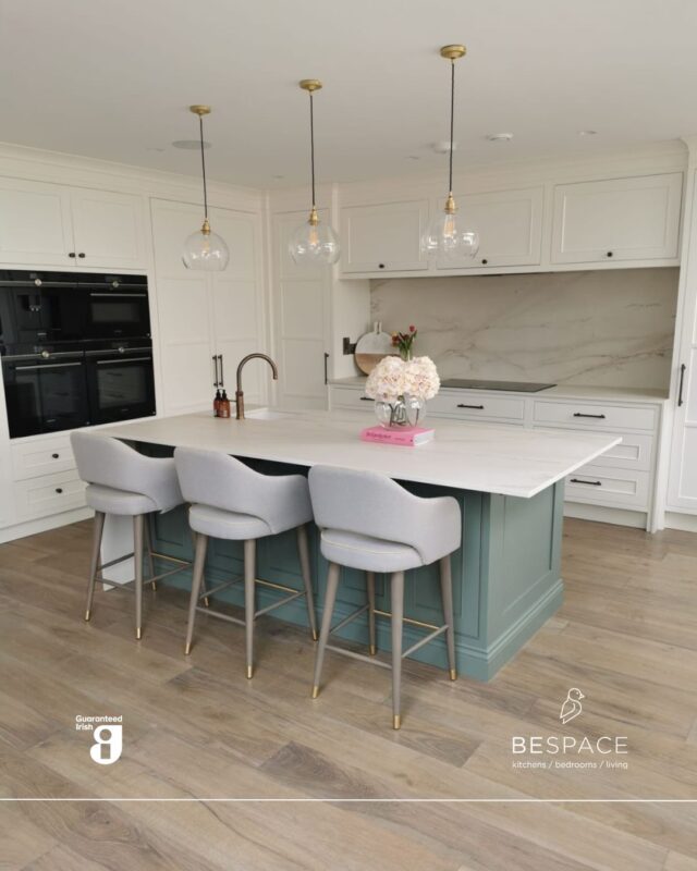 Style, storage and smart design 🙌

This bespoke kitchen features ample presses and clever storage, wall mounted double ovens and a stunning willow sage green island with a quartz countertop. The three chairs at the island make it perfect for families or entertaining, plus the Quooker tap adds both function and luxury.

Book your consultation or visit our showrooms today to start your bespoke kitchen journey | Link in bio