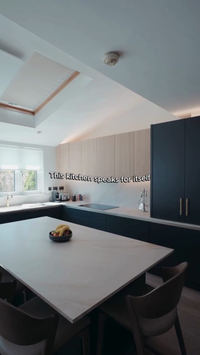 Let your kitchen do the talking 🗣️

In this kitchen the navy cabinetry paired with warm wood tones, marble worktops and gold accents create a space that feels both timeless and elevated. The island brings it all together complete with seating, smart storage and a built-in wine cooler 🙌

If you’ve been thinking about upgrading your kitchen space, this is your sign.

Book your consultation today