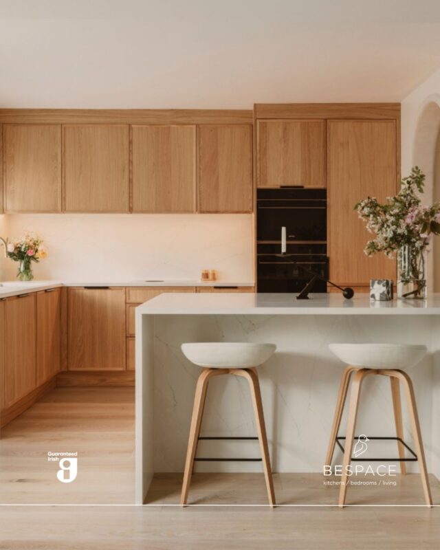 Warm tones, timeless design ✨

This BeSpace kitchen pairs natural oak cabinetry with white marble worktops, softly veined with grey for a refined, elegant finish. The island becomes the heart of the space, complete with seating and a built-in wine cooler, perfect for everyday living and entertaining.

A space that feels as good as it looks, designed around how you live! Book your dream kitchen consultation today | Link in bio