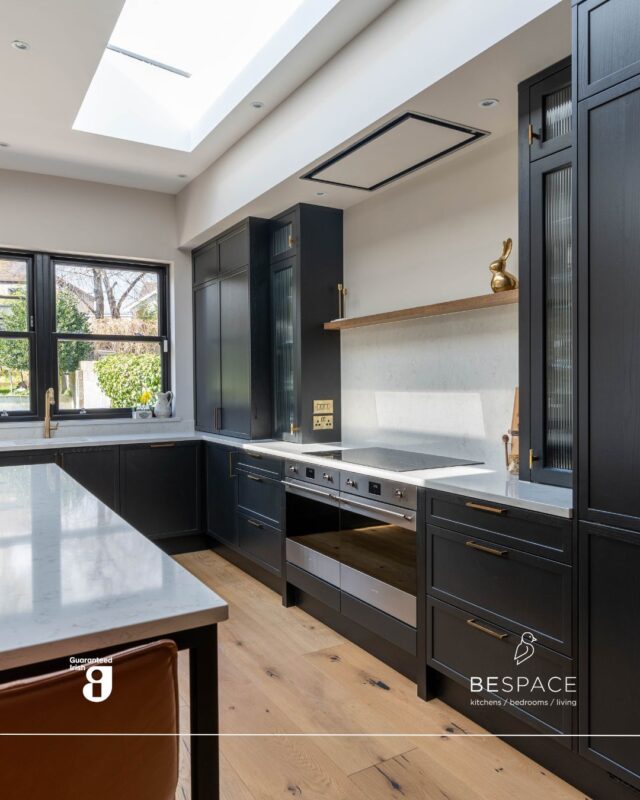 Bold, beautiful, and designed to impress 🖤

This bespoke kitchen combines a sleek black palette with luxurious gold accents creating a look that’s both modern and timeless. The oak-toned presses built into the island adds warmth, while the white quartz countertops bring elegance and sophistication to the heart of the home 🤩

Lets discuss your new kitchen today | Link in bio